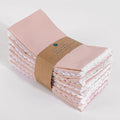 FINGERCRAFT Dinner Cloth Napkin Cotton Linen Blend 4 Pack Mitered Corners with Elegant Lace for Everyday Use Napkins are Pre Shrunk and Good Absorbency Pink