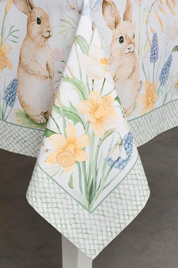 Maison d' Hermine Table Cloth Rectangle Table 100% Cotton 54 x 72 Inches Tablecloth Reusable Decorative for Dining Room Farmhouse Home Valentines Day Decorations Spring Summer - Easter Dew