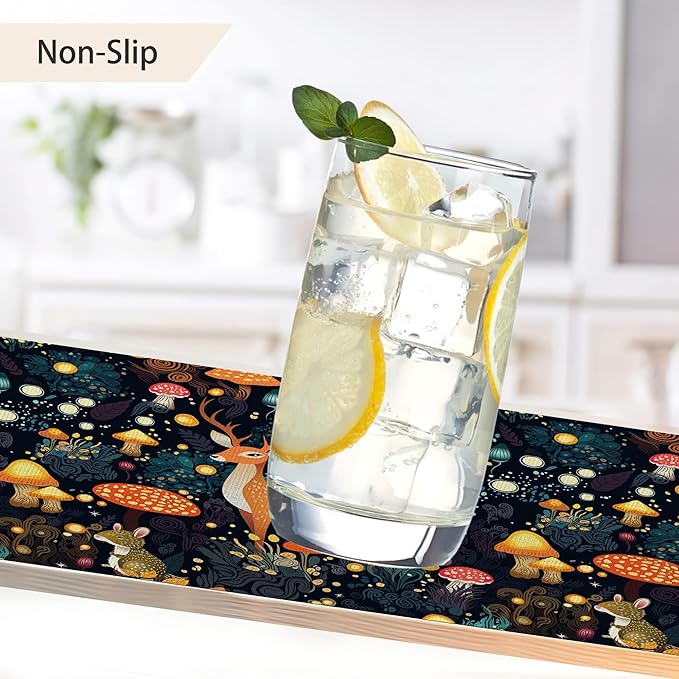 Fantasy Mushroom Forest Placemats Set of 6,Deer Bunny Place Mats Heat Resistant Washable Non-Slip Table Mats for Party Kitchen Dining Decor 12x18 Inch