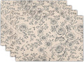 Rustic Floral Placemats - Country Place Mats Set of 4 Farmhouse Rose Flowers Tablemats 12x18 for Party Kitchen Dining
