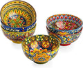 Henten Home Ceramic Dessert Bowls Set of 6, Bohemia 10 oz Snack Serving Bowl, Porcelain Colorful Bowls for Snack, Soup, Ice Cream, Decorative, Microwave & Dishwasher Safe