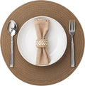 Round Placemats Set of 4 Woven Placemats Washable Braided Table Mats for Dining Table Heat Resistant Non-Slip Circle Place Mats(Brown)