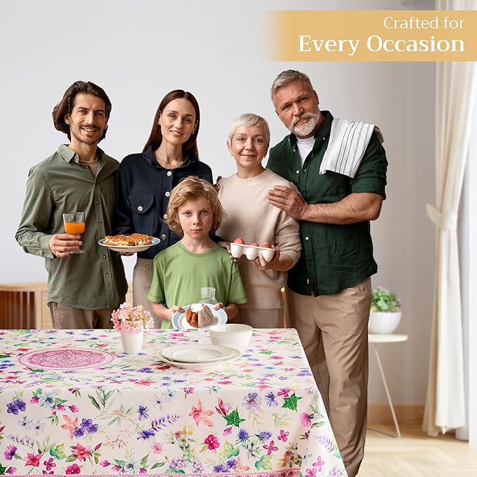 Maison d' Hermine Table Cloth Rectangle Table 100% Cotton 70 x 108 Inches Tablecloth Reusable Decorative for Dining Room Farmhouse Home Valentines Day Decorations Spring Summer - Chardon