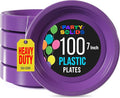Purple Plastic Plates For Party 7" Purple Disposable Plates Heavy Duty 100 Pcs Plastic Dinnerware Sets Heavy Duty 350 GSM Disposable Dinnerware Set