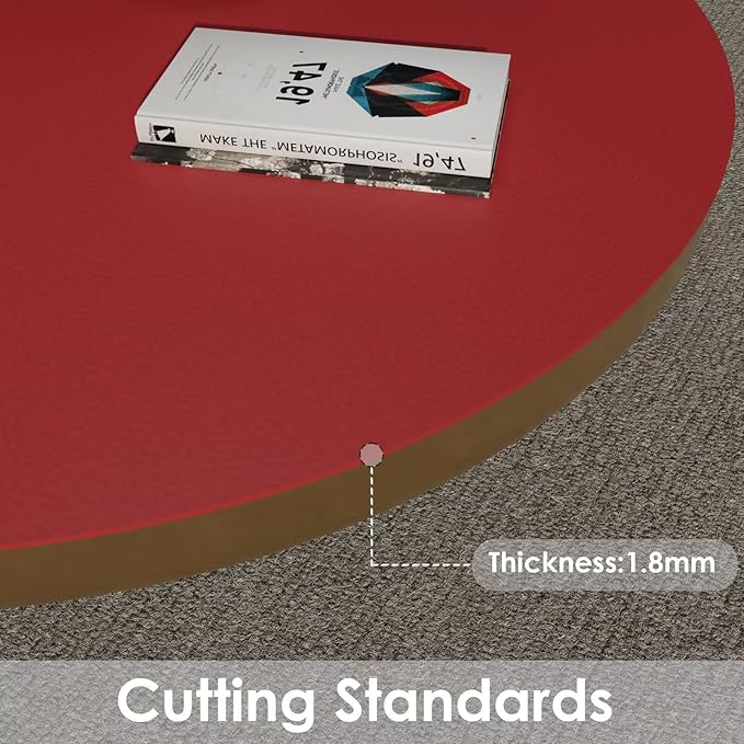 Round Table Pad,1.8mm Thick,Dia.43 Inch,Round Leather Table Cover,Round Table Protector,Round Dining Table Protector,Round Table Top Protector.(Dia.43,Black+Wine Red)