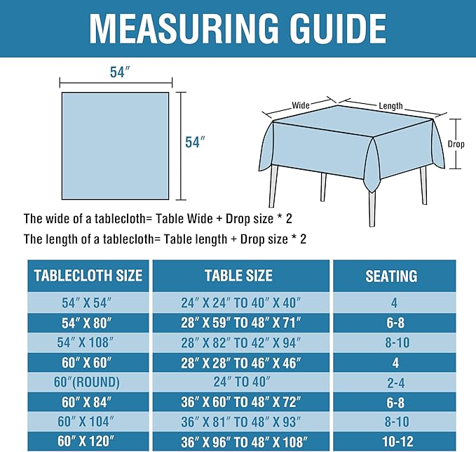 H.VERSAILTEX Linen Textured Table Cloths 54 x 54 Inch Premium Solid Tablecloth Spill-Proof Waterproof Table Cover for Dining Buffet Feature Extra Soft and Thick Fabric Wrinkle Free, Aqua
