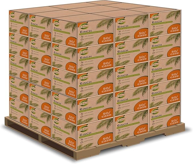 Raj Palm Leaf Plates Bulk [50-Pack] 6" Square Plates(100 Cases - 5000 PACK) like Bamboo plates Disposable, Strong, Decorative Compostable Tableware for weddings, Lunch, Dinner, Birthday,Outdoor