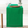 D'Moksha Homes Linen Kelly Green Table Runner 48 Inches - Classic Hemstitch, 100% Pure Linen Coffee Table Runner 14 x 48 Inch Ideal for Dresser Tables - St Patricks Day, Easter