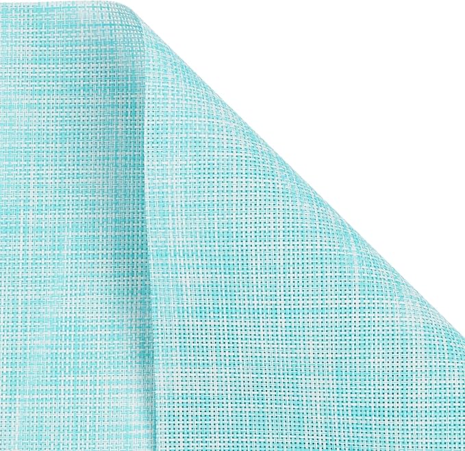 SHACOS Placemats Set of 4 Woven Vinyl Place Mats Wipeable Heat Resistant Washable Plastic Table Mats Indoor Outdoor, Blue