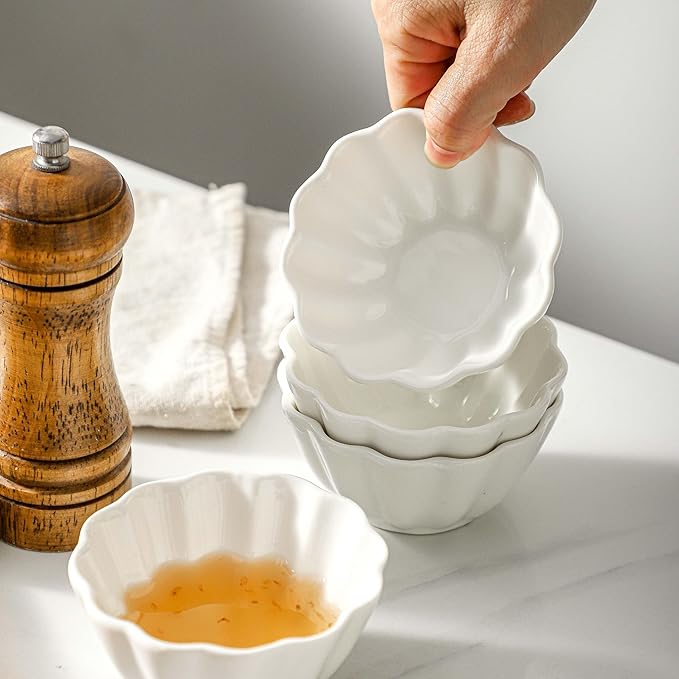 UIBFCWN 20 Pack 4oz Soy Sauce Dishes, Ceramic Dipping Sauce Bowls/Cups, 3.6inch Small Dip Bowls for Ketchup, Soy Sauce, Sushi, Condiments, Side Dishes, Microwave & Dishwasher Safe