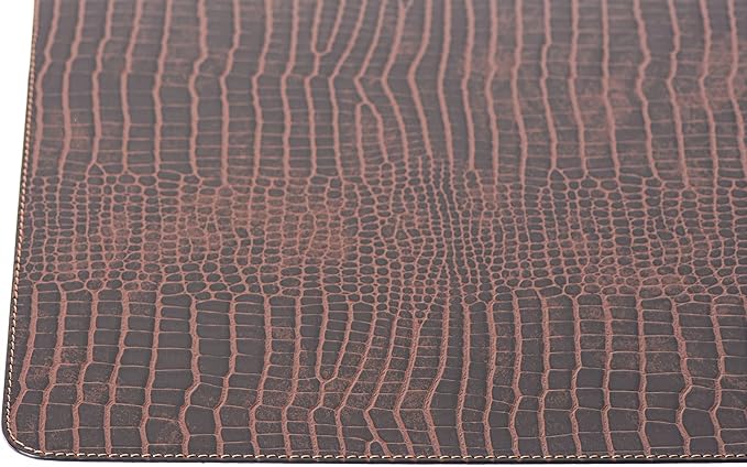 Nikalaz Set of 4 Small Placemats and 4 Coasters Made of Recycled Leather (15.75 x11.81 inches, Crocko)