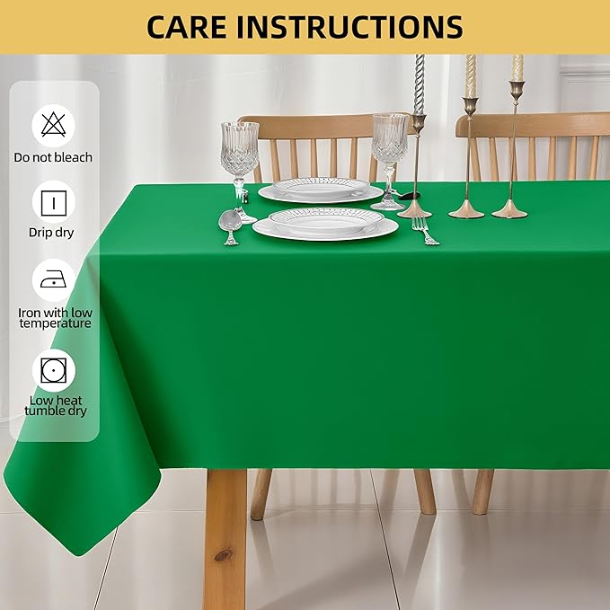6-Pack 60x102 inch Forest Green Table Cloths, Solid Stain and Wrinkle Resistant Oblong Tablecloth, Premium Plain Weave Polyester Fabric Rectangle Table Linen Covers for Hotel, Wedding