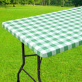 Smiry Rectangle Picnic Table Cloth, Elastic Waterproof Fitted Vinyl Tablecloths, Flannel Backed Buffalo Plaid Table Covers for Dining, Camping, Outdoor (Sage Green and White, 30" x 72")
