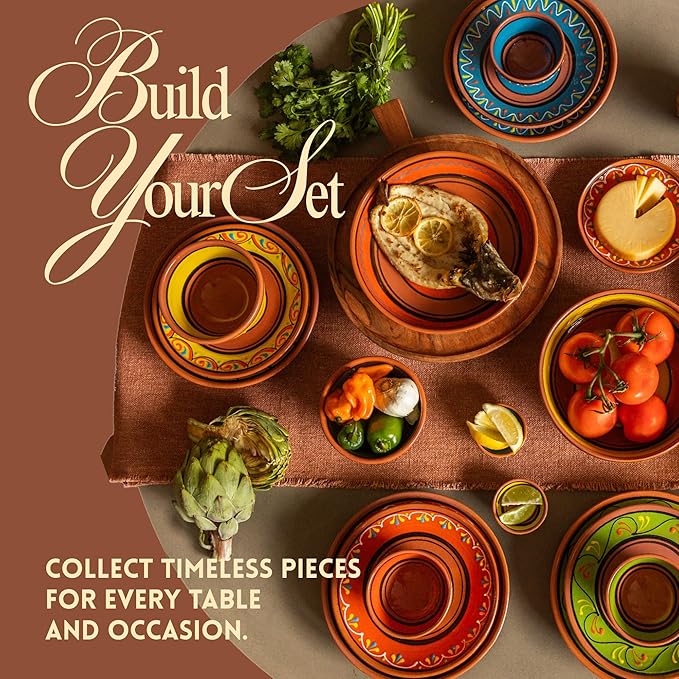 Cactus Canyon Ceramics Salsa Bowls - Spanish Terracotta Multicolor Decor - Small Serving Bowl (European Size), Festive Dinnerware 5 Piece Set - Dishwasher & Microwave Safe
