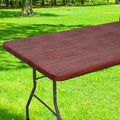 Smiry Rectangle Table Cloth Cover, Waterproof Elastic Fitted Picnic Tablecloth for 8 Foot Tables, Wipeable Flannel Backed Vinyl Tablecloths for Camping, Dining, Outdoor (Reddish Brown, 30" x 96")