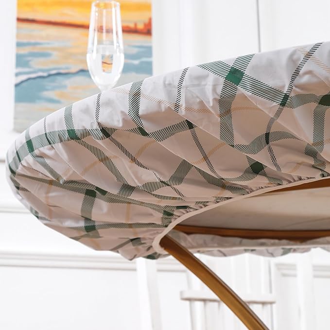 Walrus Round Vinyl Fitted Tablecloth with Flannel Backing Elastic Edge Design Table Cover Waterproof Oil-Proof PVC Table Cloth Stain-Resistant Best for 57"-66" Round