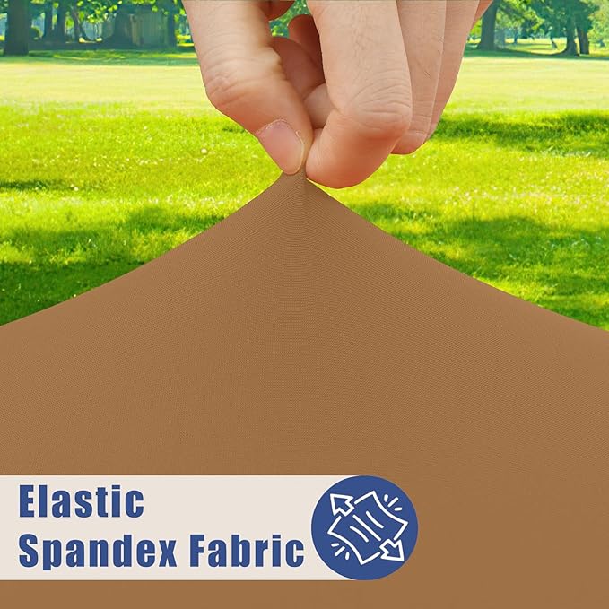 Round Spandex Tablecloth, Elastic Fitted Waterproof Tablecloths for 45"-56" Tables, Stretch Washable Picnic Table Cover for Camping, Dining, Indoor and Outdoor,Brown
