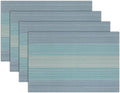 Winknowl Placemats Set of 4, Washable Vinyl Woven Placemats, Heat Resistant & Wipeable Table Mats for Kitchen Dining Table (Blue)