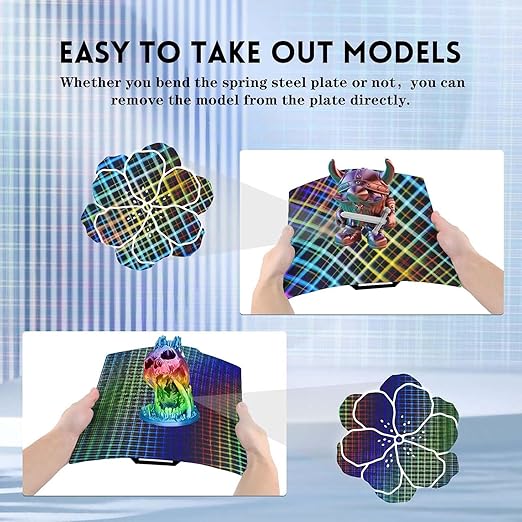 IdeaFormer Smooth Rainbow Plaid+Rainbow Mesh PES Build Plate 257x257mm, PES Spring Steel Sheet Platform for Bambu Lab A1/X1C/X1/X1E/P1P/P1S 3D Printers Bed