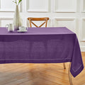 Solino Home Linen Tablecloth for Rectangle Tables 60 x 120 Inch - Classic Hemstitch 100% Pure Linen Purple Table Cloth - Machine Washable Cloth Tablecloth for Valentines, Spring, Easter