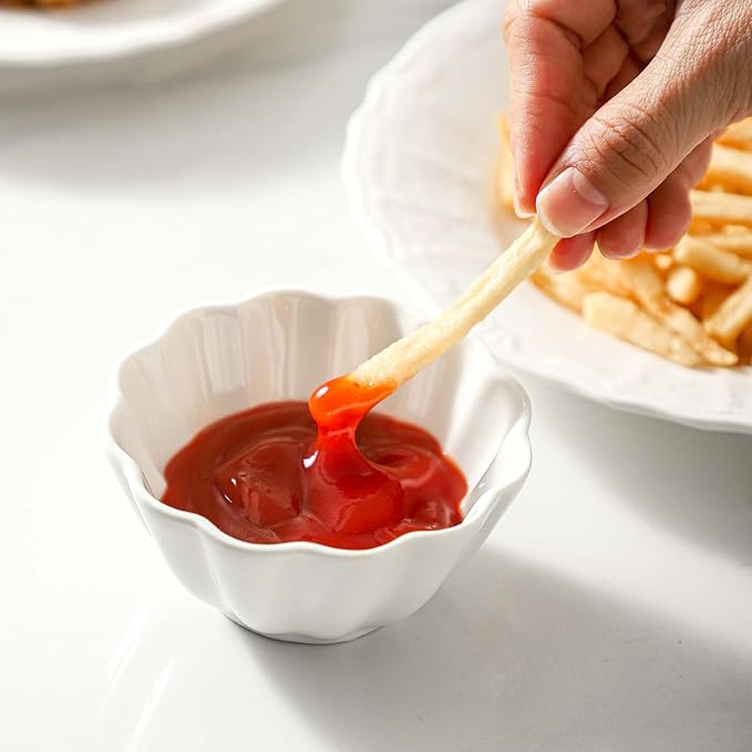 UIBFCWN 20 Pack 4oz Soy Sauce Dishes, Ceramic Dipping Sauce Bowls/Cups, 3.6inch Small Dip Bowls for Ketchup, Soy Sauce, Sushi, Condiments, Side Dishes, Microwave & Dishwasher Safe