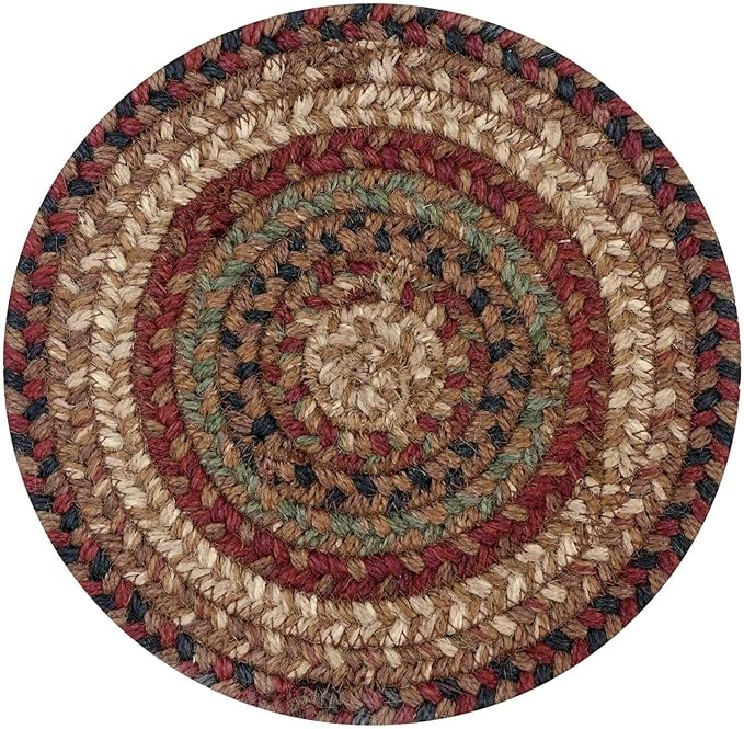 Homespice Gingerbread Jute Braided Trivets for Table, Warm Country Decor, Set of 3, Brown 8" Round Heat Resistant Mat - Rich Colors, Easy to Clean, Durable and Protects Furniture