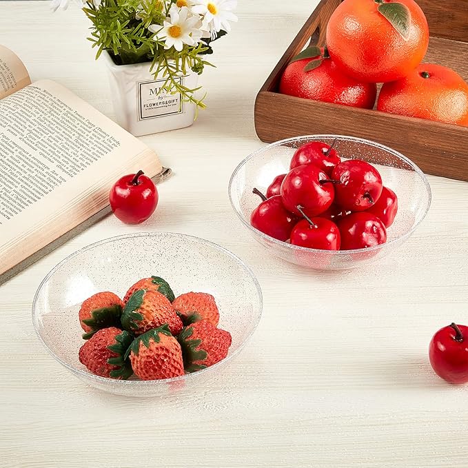 Gerrii 100 Pack Gold Glitter Plastic Bowls 14oz Disposable Salad Serving Bowls Heavy Duty Clear Dessert Soup Containers for Party, Wedding, Birthday, Dinner and Christmas(Silver)