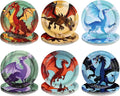 60Pcs Dragon Party Supplies 9” Fire Dragon Party Plates Disposable Dragons Theme Paper Plates Dessert Tableware Set for Kids Boys Fantasy Birthday Supplies Serves 24