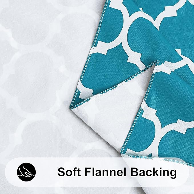 Smiry Rectangle Table Cloth, Wipeable Spillproof Plastic Tablecloths for Dining, Waterproof Vinyl Tablecloth with Flannel Backing for Rectangle Tables, Camping, Outdoor and Indoor (70"x90", Teal)