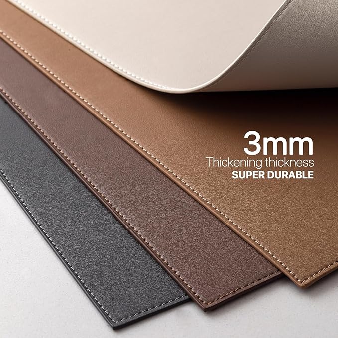 Faux Leather Placemats Set of 8 Vinyl Washable Wipeable Table Mats for Kitchen Dining Table Heat Resistant Waterproof Indoor/Outdoor Placemats Non-Slip Easy Clean Place Mats-Almond Birch
