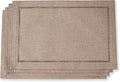 Tosewever Set of 4 Decorative Linen Placemats 12 x 18 Inches, Farmhouse Style Table Mats for Everyday Dining Wedding Party Holiday Home Decor (4 Pieces 12 x 18”, Light Coffee/Straight)