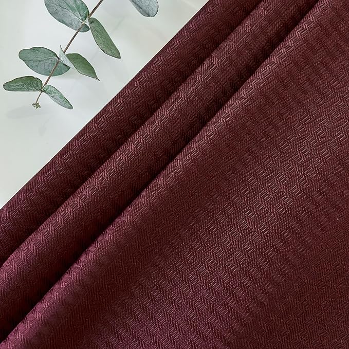 maxmill Round Weaved Texture Design Tablecloth Spill-Proof Wrinkle Free Soft Washable Table Cloth for Circular Table Cover, for Dining Room Buffet Banquet Parties Holiday Dinner, 90 Inch Burgundy