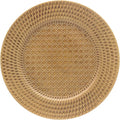 13 Inch Antique Gold Charger Plates Set of 6 Round Plastic Plates Matte Finish Faux Rattan Woven Texture Charger plates for Wedding Party Christmas (537)
