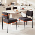Modern Dining Chairs Set of 4, Kitchen Chairs with Thick Cushions and Adjustable Foot Pads, Upholstered Fabricr Dining Room Chairs with Sturdy Metal Legs,Black