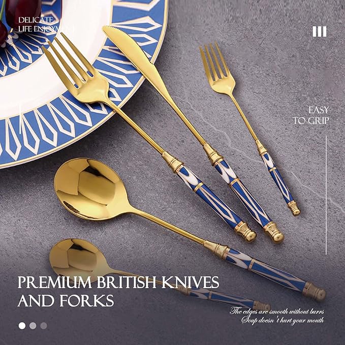 20-piece Silverware Set With Ceramic Handle, Premium Food Grade Stainless Steel Flatware Sets, Mirror Polished Cutlery Set, Dishwasher Safe (for 4 People)