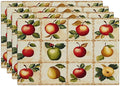 Apple Pear Placemats Set of 4, Retro Fruit Place Mats, Fruits Waterproof Washable Table Mats for Home Party Indoor Kitchen Dining Table Decoration 12x18 Inch