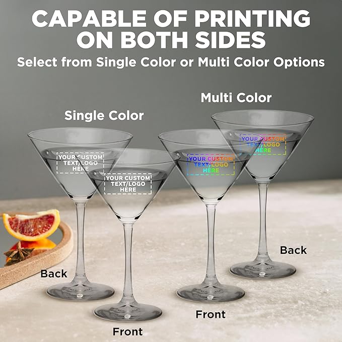 Custom Martini Glasses by ARC 10 oz. Set of 10, Personalized Bulk Pack - Perfect for Hotel, Bar, Restaurant or Lounge - Clear