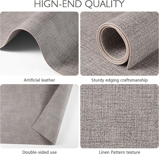 Faux Leather Placemats Set of 6 Washable PU Table mats for Kitchen Table - Heat Resistant, Waterproof, Easy Clean, Anti Slip 11.8" x 17" (Light Brown-6 Pack)
