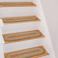 Homespice Kingston Jute Braided Staircase Step Treads, Warm Country Decor, Set of 13, Multicolor 8x28 Oval Rugs for Stairs - Easy to Clean, Tightly Stitched and Durable