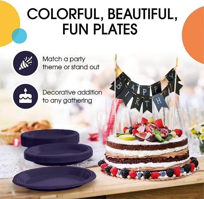 Exquisite Party Solids Navy Plastic Plates For Party 7" Navy Disposable Plates Heavy Duty 100 Pcs Plastic Dinnerware Sets Heavy Duty 350 GSM Disposable Dinnerware Set