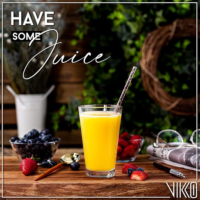 Vikko Drinking Glasses, 9.5 Ounce Water Tumblers, Set of 6 All Purpose Glass Cups, Thick and Durable Tapered Design, Dishwasher Safe, Tall Glass Tumblers