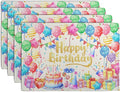 Happy Birthday Placemats Set of 4 Colorful Balloons Confetti Cake Linen Table Mats 12x18 Inch Birthday Party Place Mats for Kitchen Dining Outdoor Indoor Decorations
