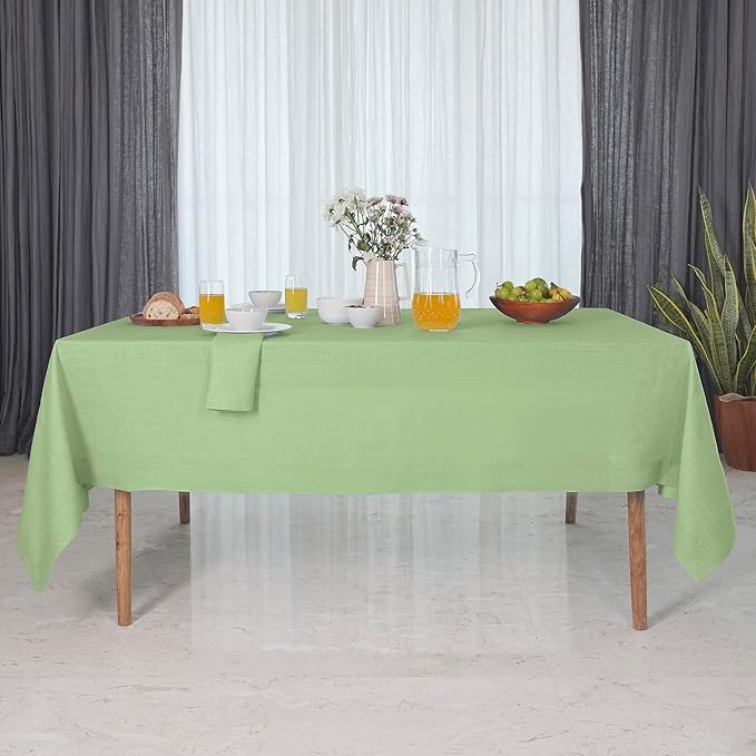 D'Moksha Homes Sage Green Linen Tablecloth 60 x 84 Inch - 100% Pure Linen Table Cloth for Rectangle Tables - Machine Washable Cloth Tablecloth for Spring, St Patricks Day, Easter