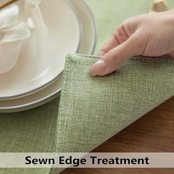 Demetex Green Placemat Set of 4 Washable Linen Textured Place Mats for Dinner Heat Resistant Sage Cloth Placemats Scratch Resistant Plate Mats for Dining Table Kitchen, Green
