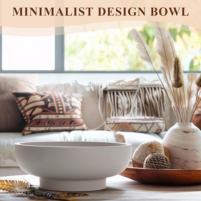 Large Decorative Concrete Bowl, Modern Handicraft Bowls for Home Decor, Decorative Fruit Bowl for Kitchen Counter, Stylish Key Bowl for Entry Table, Gray