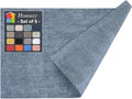 Homaxy Faux Leather Heat Resistant Placemats for Dining Table Set of 6, Waterproof Wipeable Washable PU Table Mats, Easy to Clean Anti-Slip Place Mats, 11.8" x 17", Blue