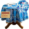 Maison d' Hermine Table Cloth Round Table 100% Cotton 69 Round Inches Tablecloth Reusable Decorative for Dining Room Farmhouse Home Valentines Day Decorations Spring Summer - Summer Blues