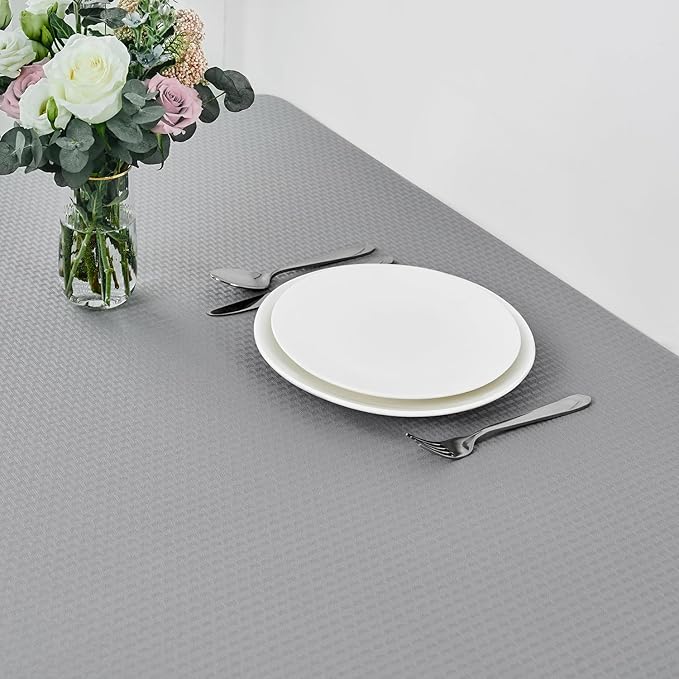 maxmill Square Jacquard Tablecloth Waterproof Spillproof Wrinkle Resistant Soft Weaved Design Table Cloth for Dinner and Party Washable Fabric Cover, Indoor Outdoor Use, 60 x 60 Inch, Light Grey