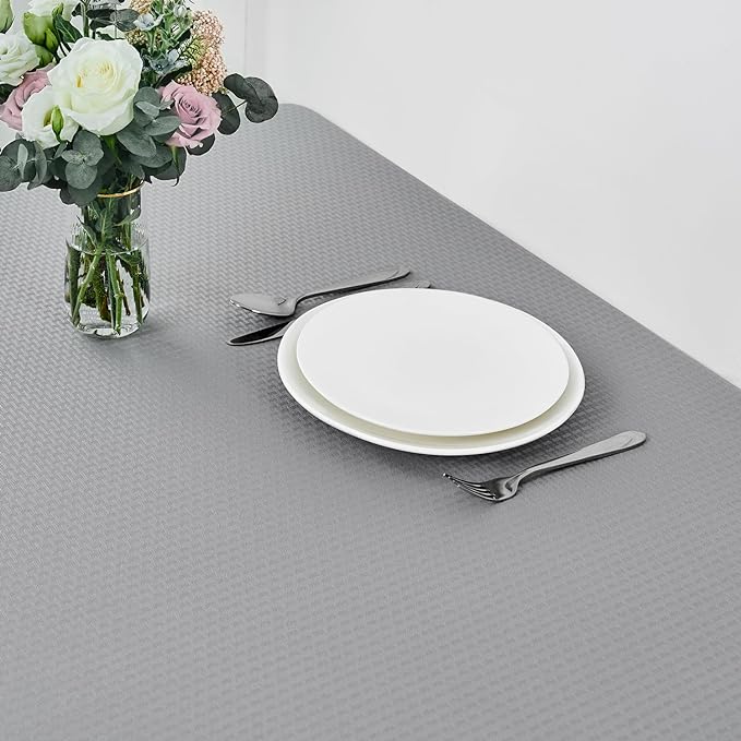 maxmill Rectangle Tablecloth Weaved Pattern Waterproof Spillproof Wrinkle Free Table Cloth, Kitchen Dining Tabletop Decoration, Fabric Table Cover for Holiday Parties, 52 x 70 Inch, Light Grey