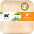 Raj Palm Leaf Plates [100-Pack] 6" Square Plates like Bamboo plates Disposable, Strong, Decorative Compostable Tableware for wedding, Lunch, Dinner, Birthday, Camping, Outdoor BBQ, Picnic